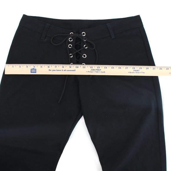 Lip Service Black Lace-Up Corset Pants SZ L Gothic Punk Low Rise Cotton Y2K Alt - Picture 5 of 15